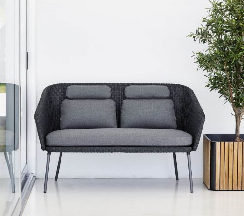 Cane-line Outdoor Mega Dining Bænk inkl. AirTouch Hyndesæt L: 135 cm - Grey/Graphite Weave