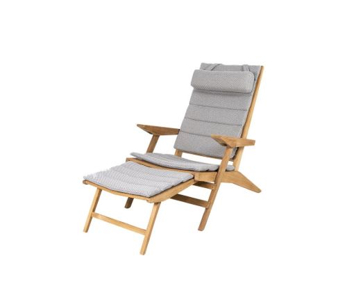 Cane-line Outdoor Flip Dækstol inkl. Hyndesæt SH: 37 cm - Teak/Light Grey