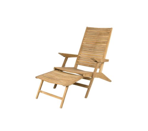 Cane-line Outdoor Flip Dækstol inkl. Hyndesæt SH: 37 cm - Teak/Light Grey