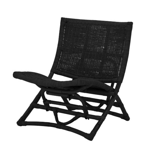 Bloomingville Baz Lounge Stol SH: 35 cm - Rattan/Sort
