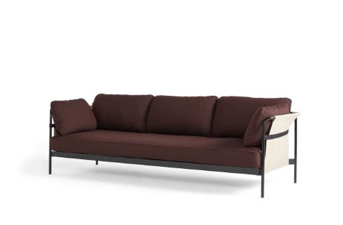 HAY Can 3 Seater L: 247 cm - Olavi by Hay 14 / Black Steel / Natural Canvas