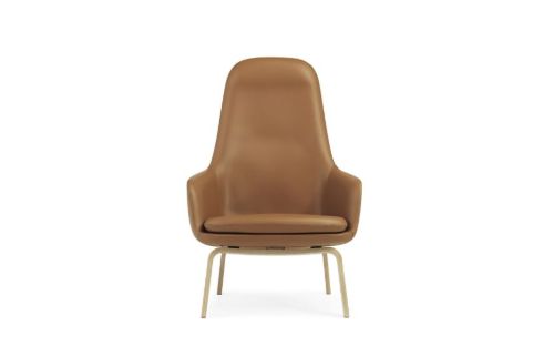 Normann Copenhagen Era Lounge Chair High Oak SH: 40 cm - Ultra Leather / Brandy 41574