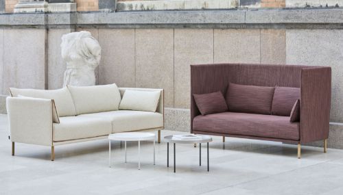 HAY Silhouette Høj Ryg 2 Personers Sofa Mono - Linara 142 / Chromed Steel