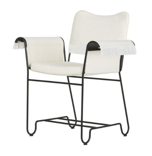 GUBI Tropique Dining Chair W. Fringes SH: 45 cm - Black/Limonta 06