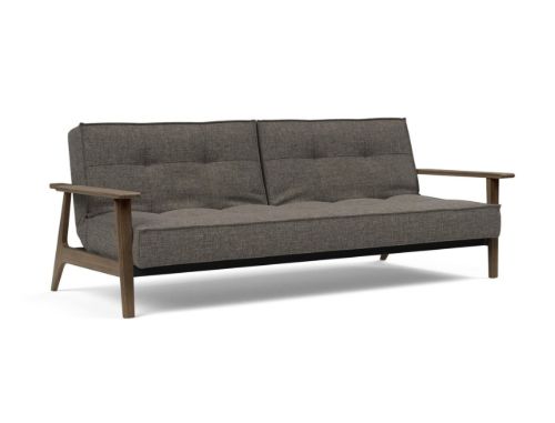 Innovation Living Splitback Frej Sofa Bed B: 232 cm - Smoked Oak/216 Flashtex Dark Grey