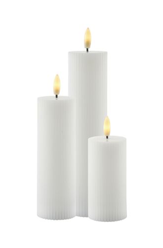Sirius Smilla Genopladelige Stearinlys Ø: 5 cm Sæt af 3 stk. - White
