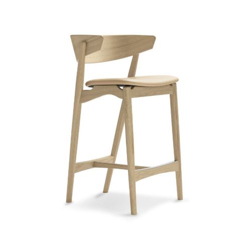 Sibast Furniture No 7 Bar Stool SH: 65 cm - White Oil Oak / Spectrum Honey Leather