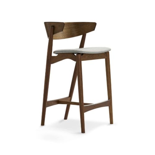 Sibast Furniture No 7 Bar Stool SH: 65 cm - Smoked Oak / Remix 123 Light Grey