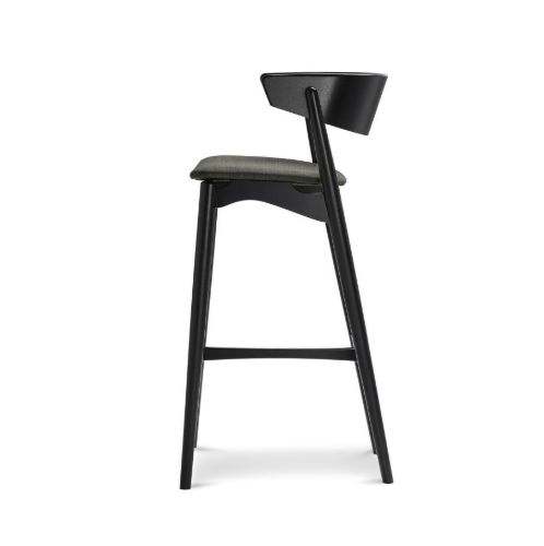 Sibast Furniture No 7 Bar Stool SH: 75 cm - Black Oak / Remix 133 Dark Grey