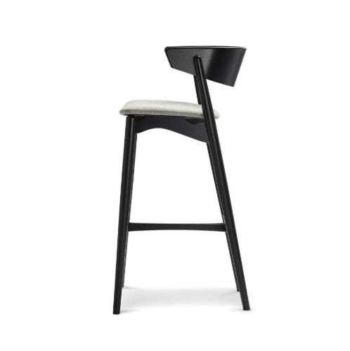 Sibast Furniture No 7 Bar Stool SH: 75 cm - Black Oak / Remix 123 Light Grey