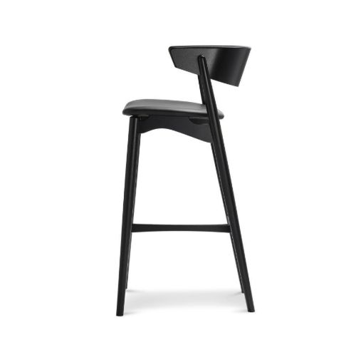 Sibast Furniture No 7 Bar Stool SH: 75 cm - Black Oak / Black Leather