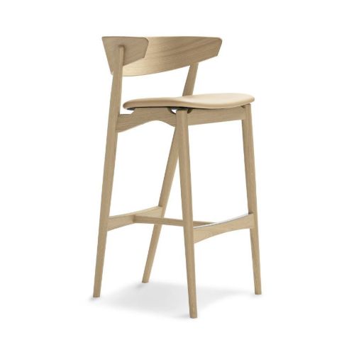 Sibast Furniture No 7 Bar Stool SH: 75 cm - Soap Oak / Spectrum Honey Leather