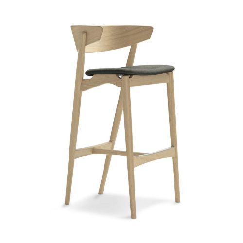 Sibast Furniture No 7 Bar Stool SH: 75 cm - White Oil Oak / Remix 133 Dark Grey