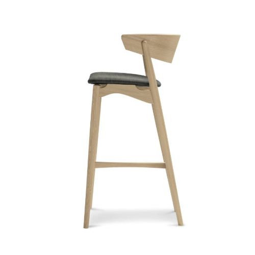 Sibast Furniture No 7 Bar Stool SH: 75 cm - White Oil Oak / Remix 133 Dark Grey