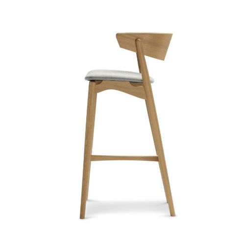 Sibast Furniture No 7 Bar Stool SH: 75 cm - White Pigmented Laquered Oak / Remix 123 Light Grey