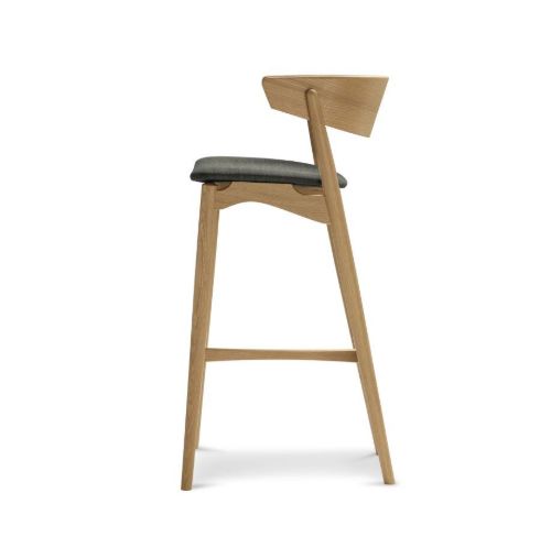 Sibast Furniture No 7 Bar Stool SH: 75 cm - White Pigmented Laquered Oak / Remix 133 Dark Grey