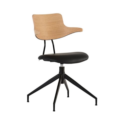 Vermund VL119 Spisebordsstol SH: 46 cm - Sort Stel/Olieret Eg/Sort Sierra Læder