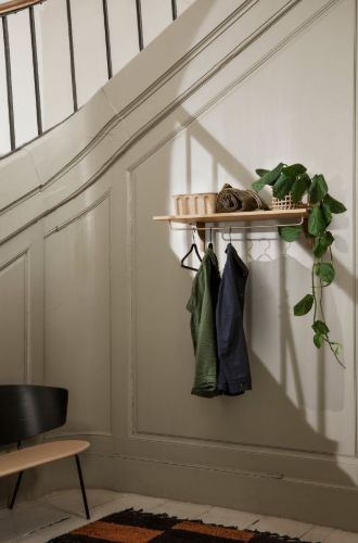 Ferm Living Sector Rack Shelf B: 87 cm - Oak/Black Brass