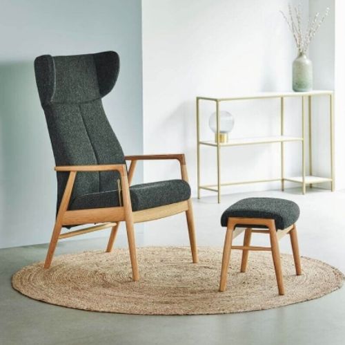 Farstrup Nobel 8920 Lænestol M/Ører SH: 47 cm - Eg/Black/Grey