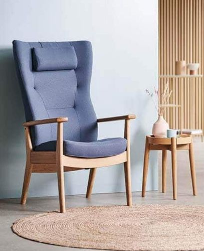 Farstrup Plus 5960 Lænestol SH: 47 cm - Eg/Støvet Blå - Cura 66160