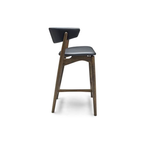 Sibast Furniture No 7 Bar Stool Fuldpolstret SH: 75 cm - Eg Mørk Olie/Sort læder