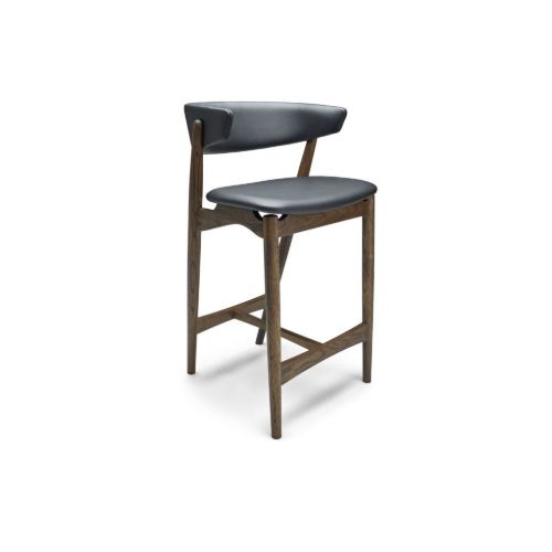 Sibast Furniture No 7 Bar Stool Fuldpolstret SH: 75 cm - Eg Mørk Olie/Sort læder