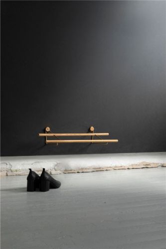 We Do Wood Shoe Rack Small L: 60 cm - Oak/Brass