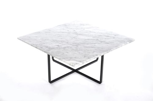 OX Denmarq NINETY MEDIUM Table 80x80x35 cm - Black Powder Coated Steel/White Carrara