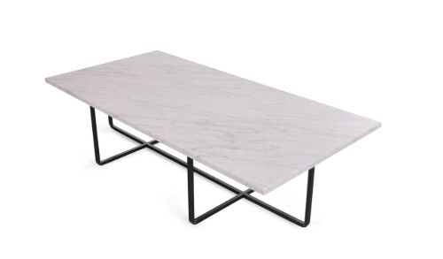 OX Denmarq NINETY LARGE Table 120x60x40 cm - Black Powder Coated Steel/White Carrara