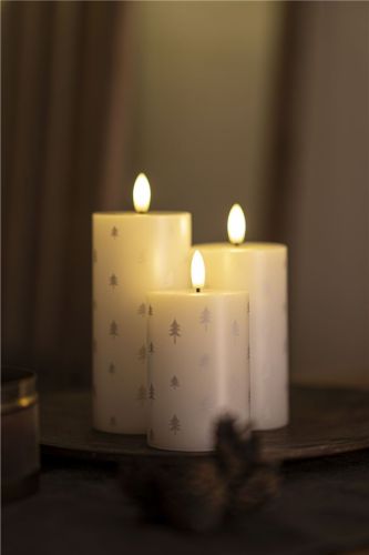 Sirius Sille Genopladelige Ø: 7,5 cm Sæt af 3 stk. - White/Silver