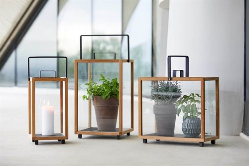 Cane-line Outdoor Lighthouse Lanterne Stor H: 54 cm - Teak/Lava Grey