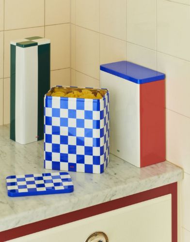 HAY Tin Container Large 20x17x11,1 cm - Blue and Off-White