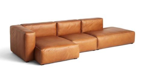 HAY Mags Soft 3 Seater Combination 4 Left End L: 331 cm - Sense Cognac Leather