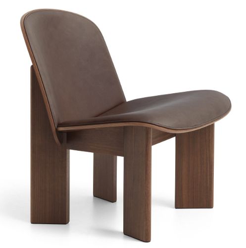 HAY Chisel Lounge Chair Polstret  - Lacquered Walnut/Sense Leather Dark Brown