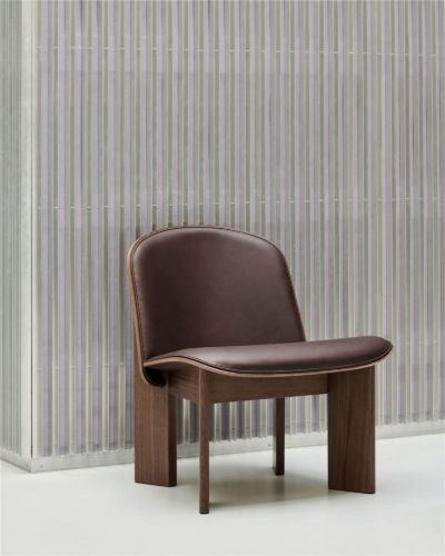 HAY Chisel Lounge Chair Polstret  - Lacquered Walnut/Sense Leather Dark Brown