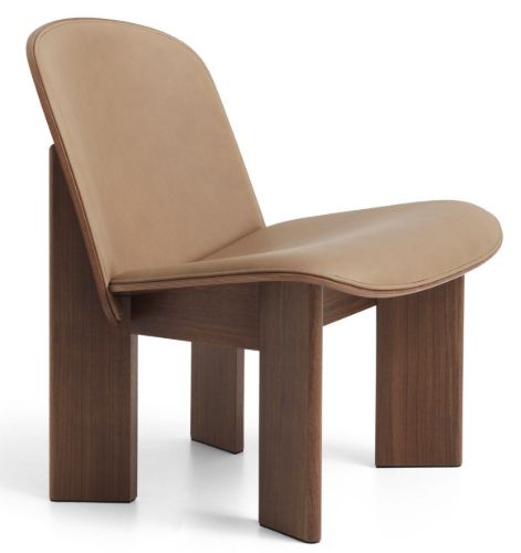 HAY Chisel Lounge Chair Polstret  - Lacquered Walnut/Sense Leather Nougat