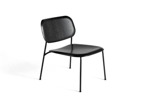 HAY Soft Edge 10 Lounge Chair SH: 40 cm - Black/Black Powder Coated Steel