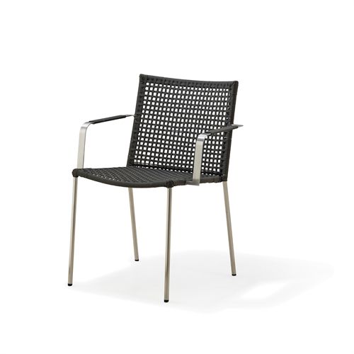 Cane-line Outdoor Straw stol m/armlæn, stabelbar - Anthracite