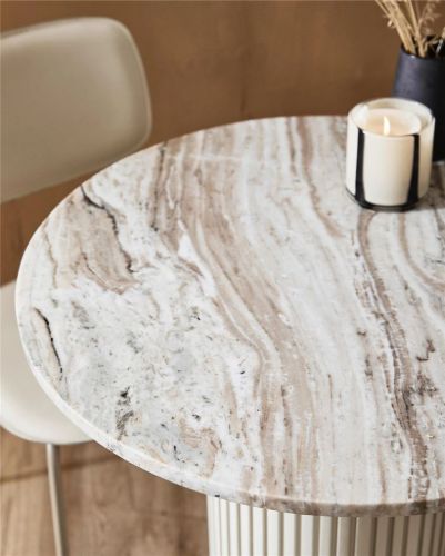 Nordal ERIE Cafébord H: 75 cm - Træ/Ivory Marmor