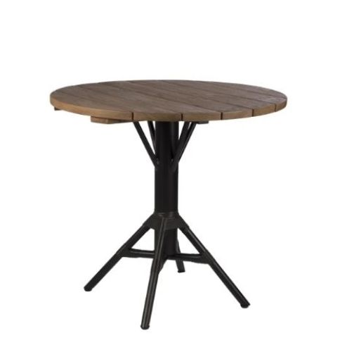 Sika-Design Nicole Cafébord Ø: 80 cm - Black Aluminium/Teak