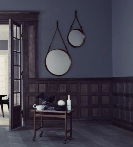 GUBI Adnet Wall Mirror Circular Ø: 45 cm - Tan leather