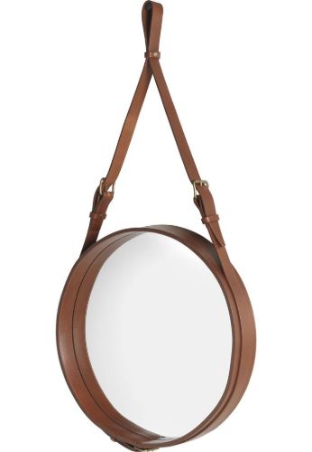 GUBI Adnet Wall Mirror Circular Ø: 58 cm - Tan leather