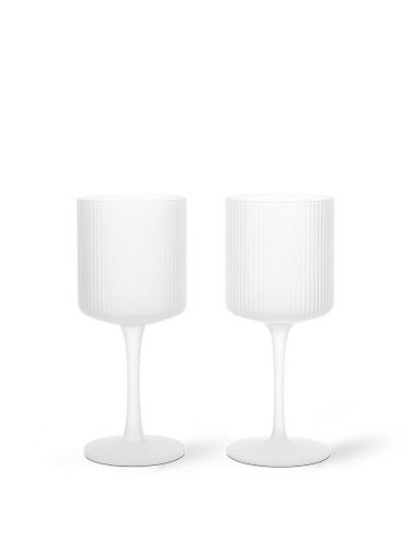 Ferm Living Ripple White Wine Glasses H: 16,8 cm - Set of 2 - Frosted