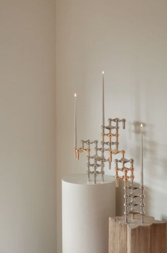 STOFF Nagel Candle Holder Set of 3 H: 6,9 cm - Rose Gold