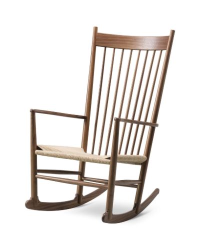Fredericia Furniture 16000 J16 Wegner Gyngestol SH: 42 cm - Olieret Valnød/Naturfarvet Flet