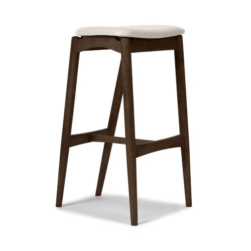 Sibast Furniture No 7 Barstol Høj H: 75 cm - Eg Mørk Olie/Lysegrå Læder 