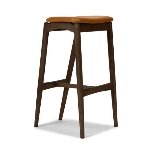Sibast Furniture No 7 Barstol Høj H: 75 cm - Eg Mørk Olie/Cognac Læder 