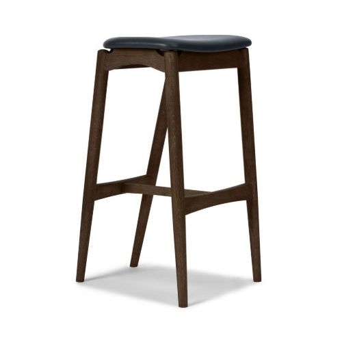 Sibast Furniture No 7 Barstol Lav H: 65 cm - Eg Mørk Olie/Sort Læder 