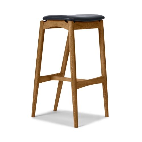 Sibast Furniture No 7 Barstol Høj H: 75 cm - Eg Natur Olie/Sort Læder 