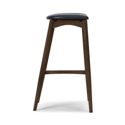 Sibast Furniture No 7 Barstol Høj H: 75 cm - Eg Mørk Olie/Sort Læder 